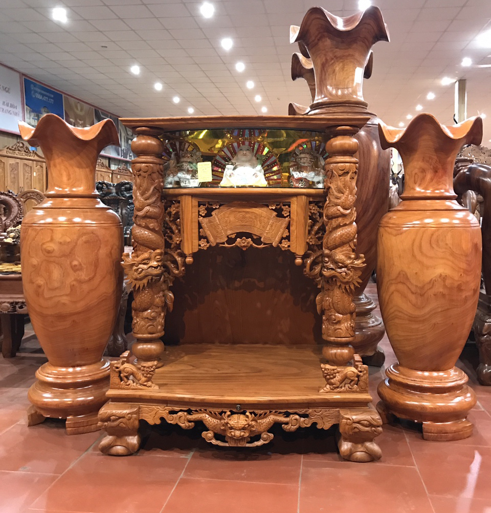 mẫu bàn thờ thần tài đẹp bằng gỗ