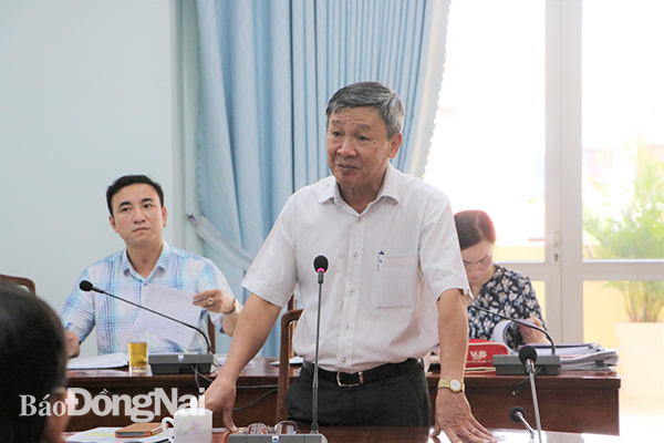 Phó bí thư Thường trực Tỉnh ủy Hồ Thanh Sơn phát biểu ý kiến tại buổi làm việc