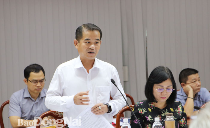 Phó chủ tịch UBND tỉnh Thái Bảo phát biểu ý kiến tại buổi làm việc.